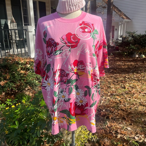 First Row Women’s Artsy Floral Tee, Pink, Large, NWOT - Picture 9 of 11